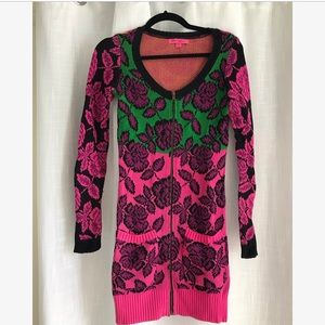 Betsey Johnson Zip-up Floral Sweater